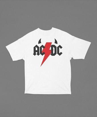 Özel Tasarım Müzik Grubu AC DC Baskılı Unisex Oversize Tişört