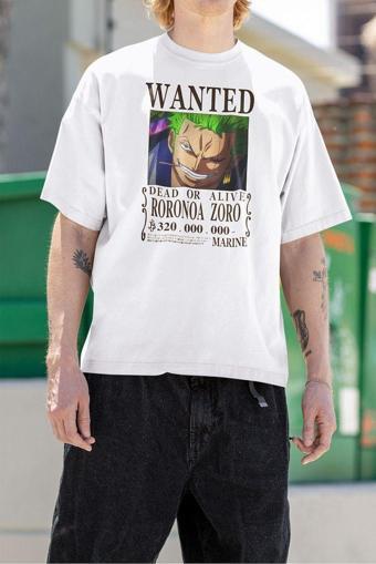 Wanted Roronoa Zoro Baskılı Unisex Tişört, Oversize Anime Tişört