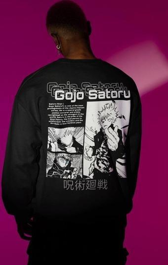 Gojo Satoru Baskılı Unisex Oversize Anime Karakter Sweatshirt