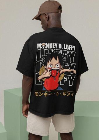 Anime Karakter Monkey D Luffy Baskılı Unisex Oversize Tişört