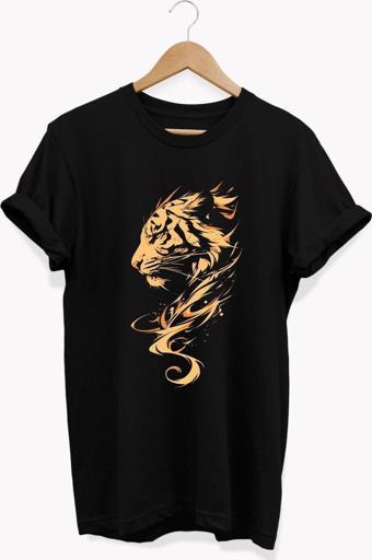Remonz , Tiger Baskılı, %100 Pamuk, Bisiklet Yaka, Normal Beden Tişört, Basic T-Shirt