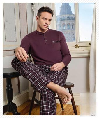 Pijamoni Erkek Düğme Yaka Uzun Kol Mevsimlik Pijama Takımı 6800/9 - 1 Adet