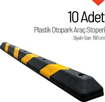 10'lu Plastik Oto Park Araç Stoperi 190 cm Siyah-Sarı