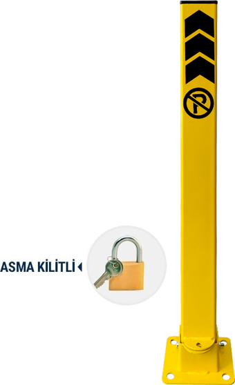 Kilitli Otopark Direği 60 cm, Park Bariyeri (Asma Kilit Dahil)