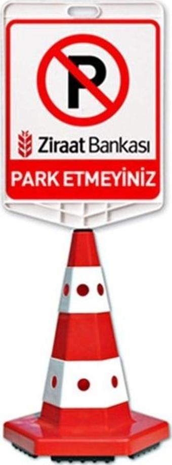 Ziraat Bankası Park Etmeyiniz Logo Çift Taraf Baskı Kedi Gözlü Ağırlıklı Koni Seti Trafik Dubası