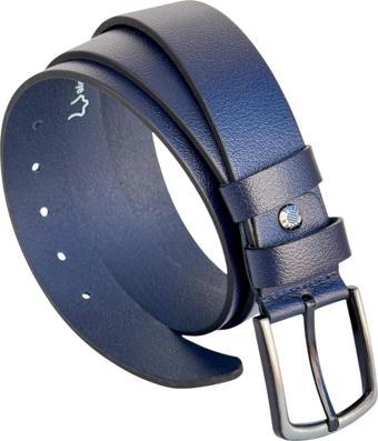 Lacivert Büyük Beden Hakiki Deri 4 cm. Tokalı Düz Model Erkek Kemer - 405-Battal
