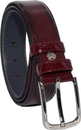 Bordo Rugan Suni Deri Desenli Model 3.5 cm.lik Klasik Erkek Kemer