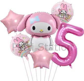 Parti Station Sanrio Kuromi Mymelody 5 Yaş Balon Set Anime Hello Kitty Kuromi Melody Konsept Doğum Günü Balon