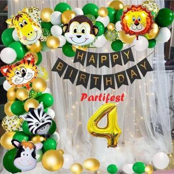 Parti Station Safari Hayvanlar 4 Yaş Balon Set Safari Konsept Helyum Balon Set Safari Doğum Günü Set