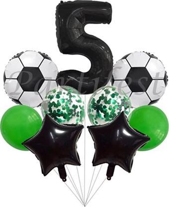 Parti Station Futbol Konsept 5 Yaş Balon Set Maç Konsept Doğum Günü Set Yaş Balon Set