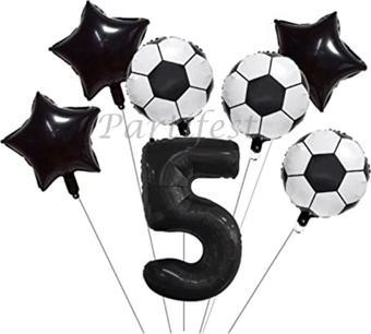 Parti Station Futbol Konsept 5 Yaş Balon Set Maç Konsept Doğum Günü Set Yaş Balon Set