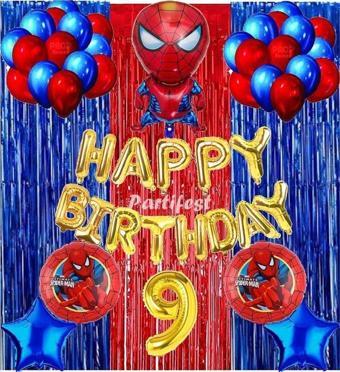 Parti Station Spiderman Örümcek Adam Balon Set Balon Folyo Set Spiderman Konsept Doğum Günü Set 9 Yaş Balon