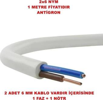 HÜNKA 2X6mm NYM Elektrik Kablosu (Antigron Tam Bakır)