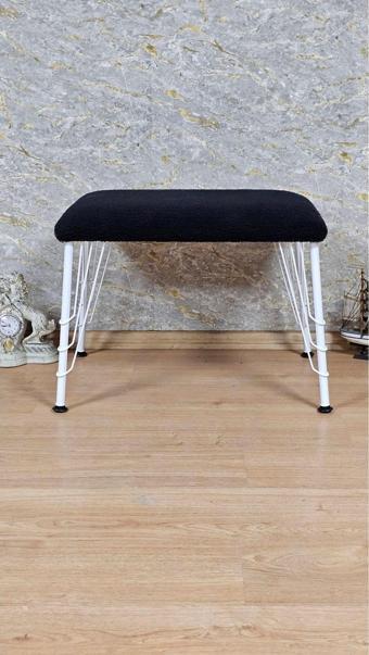 Tedy Kumaşlı 60 cm x 38 cm Beyaz Telli Ayak Oturak SİYAH Renk Tek Ebat Beden