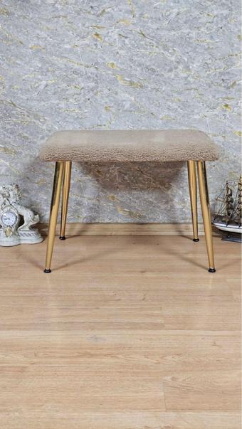 Tedy Kumaşlı 60 cm x 38 cm Gold Sivriltme Ayaklı Oturak KAPİÇİNO Renk Tek Ebat Beden