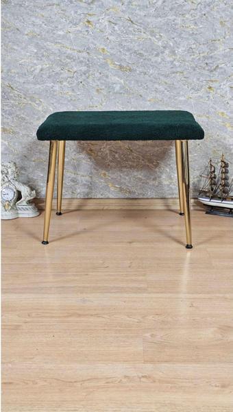 Tedy Kumaşlı 60 cm x 38 cm Gold Sivriltme Ayaklı Oturak YEŞİL Renk Tek Ebat Beden