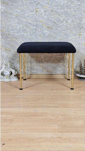 Tedy Kumaşlı 60 cm x 38 cm Gold Telli Ayak Oturak SİYAH Renk Tek Ebat Beden