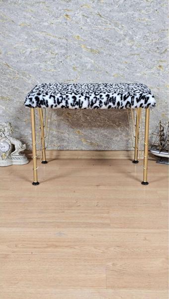 Tedy Kumaşlı 60 cm x 38 cm Gold Telli Ayak Oturak ZEBRA Renk Tek Ebat Beden