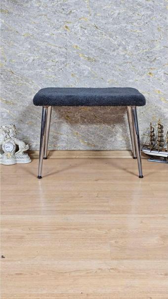 Tedy Kumaşlı 60 cm x 38 cm Krom Sivriltme Ayaklı Oturak FÜME Renk Tek Ebat Beden