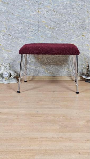Tedy Kumaşlı 60 cm x 38 cm Krom Telli Ayak Oturak BORDO Renk Tek Ebat Beden
