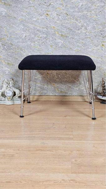 Tedy Kumaşlı 60 cm x 38 cm Krom Telli Ayak Oturak SİYAH Renk Tek Ebat Beden
