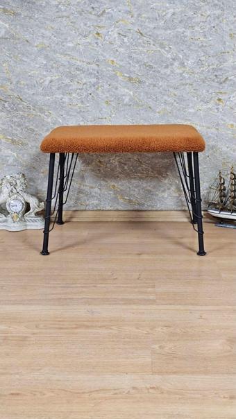 Tedy Kumaşlı 60 cm x 38 cm Siyah Telli Ayak Oturak TURUNCU Renk Tek Ebat Beden