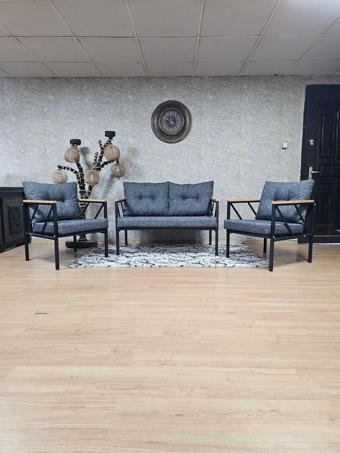 Siyah Boyalı Bahçe - Balkon - Mutfak Çay Seti Takımı Bahçe Koltuk Takımı FÜME Renk Tek Ebat Beden