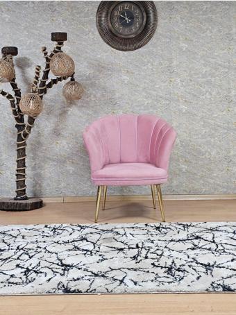 Tekli Papatya Çay Seti Koltuk  Gold Sivriltme Ayak, Balkon, Salon, Ofis, Koltuk Takımı, Tekli Berjer PEMBE Renk Tek Ebat Beden