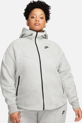 Nike Sportswear Tech Fleece Full Zip Hoodie Dark Heather Grey Kadın Kapüşonlu Sweatshirt Gri