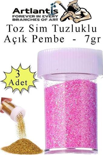 Açık Pembe Toz Sim Tuzluklu 7 gr 3 Adet Renkli Toz Sim Epoksi Reçine Okul Etkinlik Dekarasyon Slime