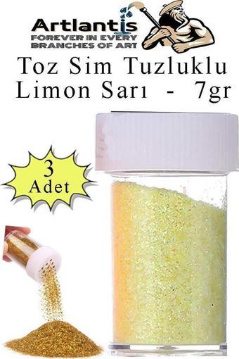 Açık Sarı Toz Sim Tuzluklu 7 gr 3 Adet Renkli Toz Sim Epoksi Reçine Okul Etkinlik Dekarasyon Slime