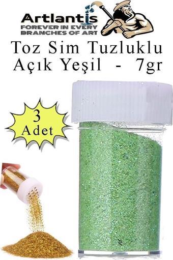 Açık Yeşil Toz Sim Tuzluklu 7 gr 3 Adet Renkli Toz Sim Epoksi Reçine Okul Etkinlik Dekarasyon Slime