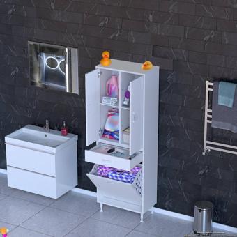 Modilayn YENİ AFRA 55x173x32,5cm 1 Çekmece, 1 Göz Sepet, 2 Kapak, 4 Raf Dar Alan Banyo Dolabı