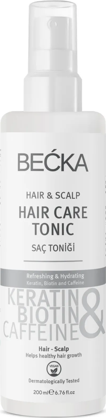 BECKA Biotin Keratin Ve Caffeine Dökülme karşıtı Ve Hızlı Saç uzatma Etkili Saç Toniği 200 ml