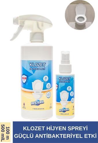 Resteril Klozet Kapağı Dezenfektan Sprey Alkolsüz Parfümsüz %99.99 Sterilizasyon Çanta Boy 100-500ml