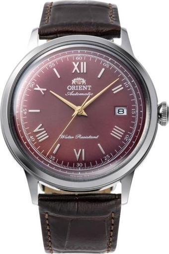 Orient Bambino RA-AC0026R30B Kurmalı Otomatik Deri Kahverengi Bordo Kadran 41 mm Erkek Kol Saati