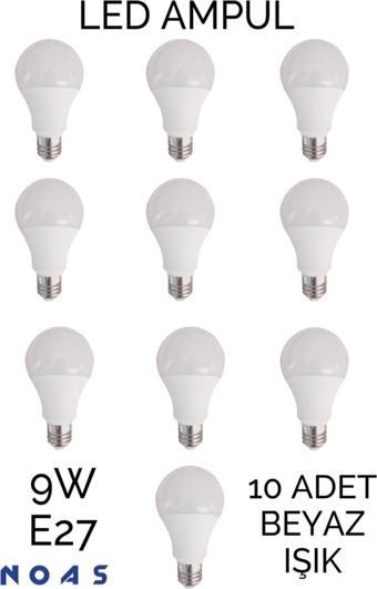Noas Led Noas 9 Watt Led Ampul 10'Lu Paket E-27 Beyaz 6500K