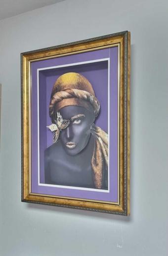 Marina Hediyelik Modern Zenci Kadın Temalı Kâğıt Rölyef Tablo 45X60 Cm