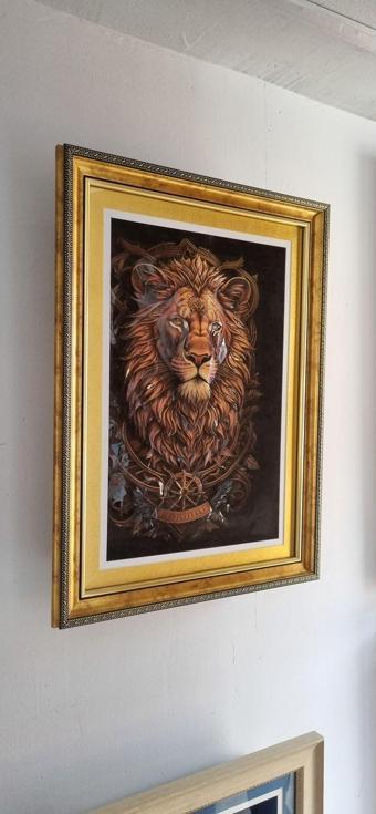 Marina Hediyelik Üç Boyutlu - Aslan Temalı Rölyef Tablo  - 59X43 Cm
