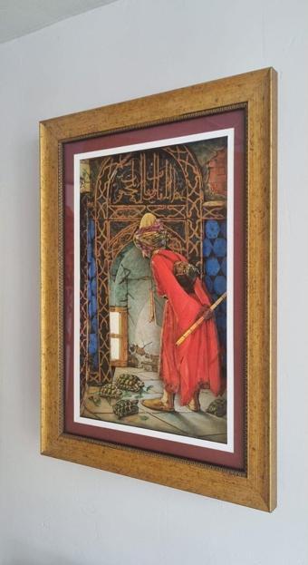 Marina Hediyelik Üç Boyutlu - Kaplumbağa Terbiyecisi Temalı Rölyef Tablo - 61X43 Cm