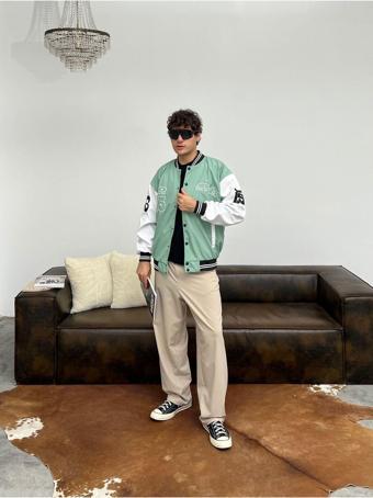 Maroni Erkek Oversize Nakışlı Kolej Ceket