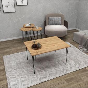 Irmak Mobilya 3'Lü Zigon Sehpa Ve Orta Sehpa Set Sehpa Seti Tel Ayak Sehpa Set