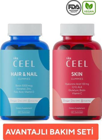 Vita Ceel Hair and Nail Gummies - Skin Gummies Cilt Vitamini 60 Gummies