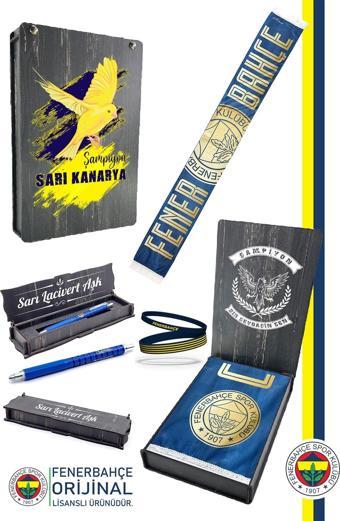 Fenerbahçe Orijinal Lisanslı Canım Feda Olsun Şal Atkı Bileklik ve Premium Uçlu Kalem Set Kutulu