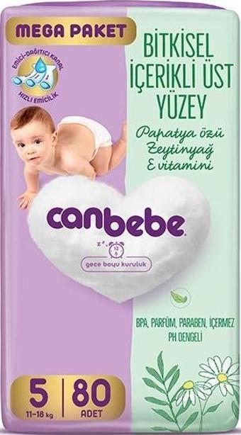 Canbebe Bebek Bezi Mega Paket Junior 5 Beden (11-18kg) 80 Adet