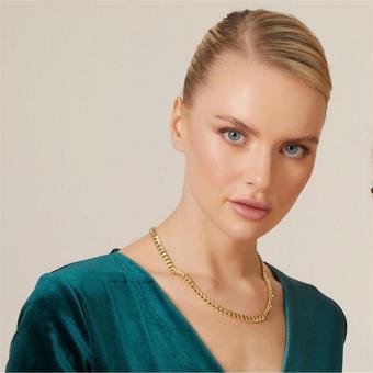 Dores Gold Gurmet Yassı Zincir Kolye 14 Ayar Altın