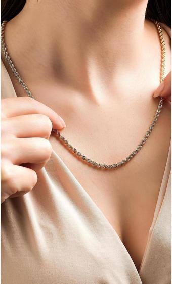 Dores Gold Halat Zincir Kolye 14 Ayar Altın 4.0 Mm
