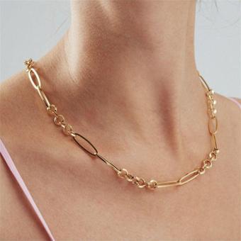 Dores Gold Oval Ataş Doçlu Zincir Kolye 14 Ayar Altın