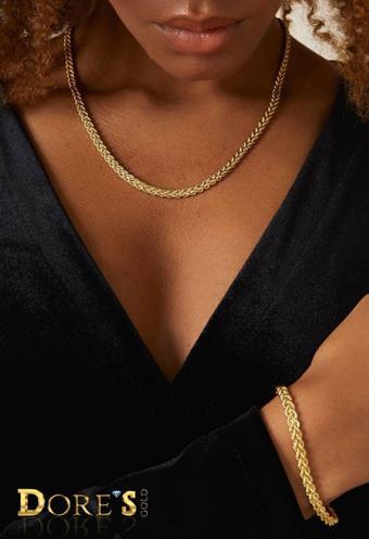 Dores Gold Altın Kolye 14 Ayar Ters Örgü
