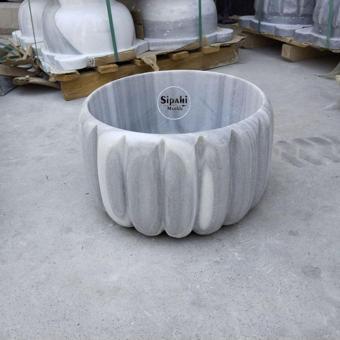 Sipahi Marble Beyaz Kavun Dilimli Tasarım Kabak Kurna